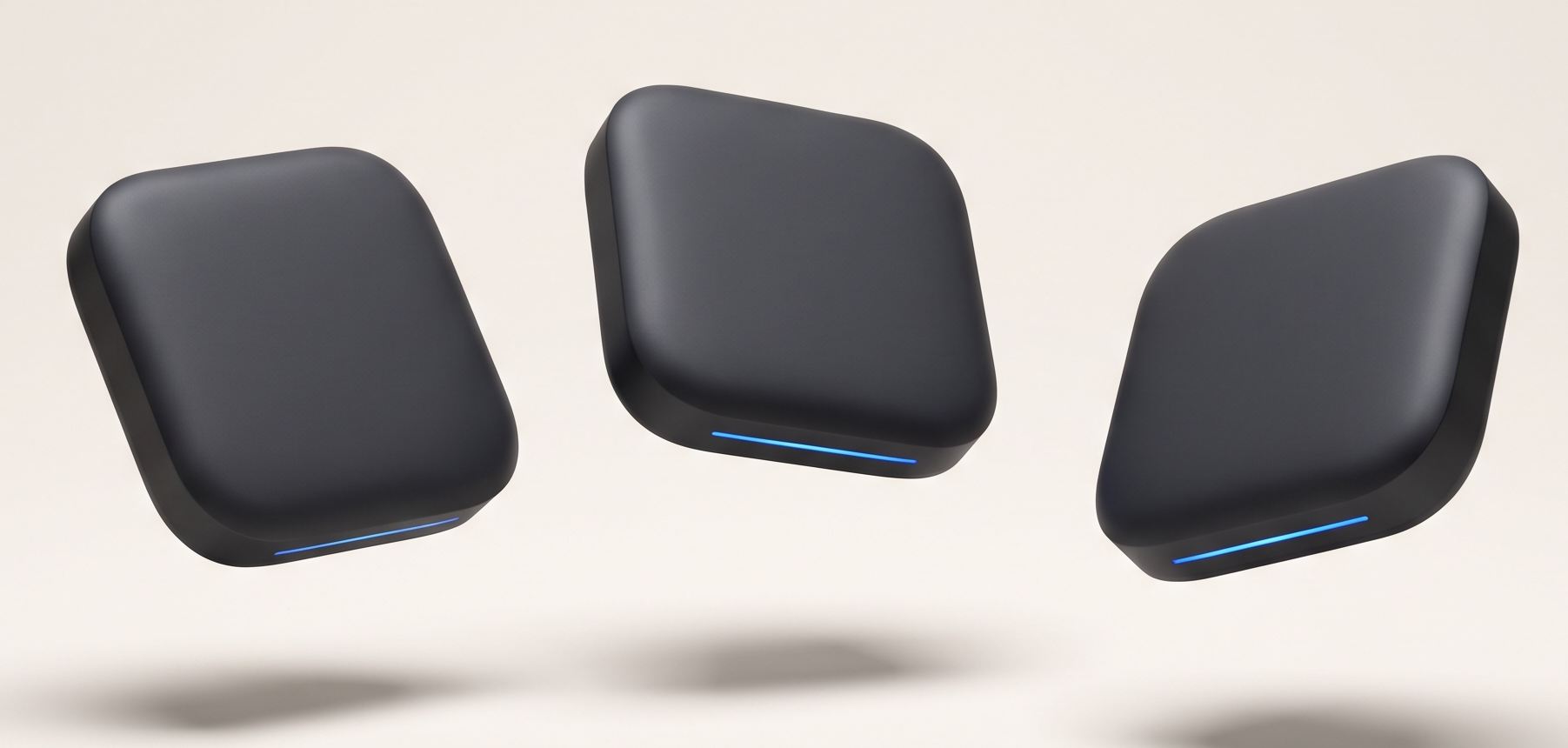 Three matte-charcoal CYSTEMS modules floating together — one operating layer composed of installable parts.